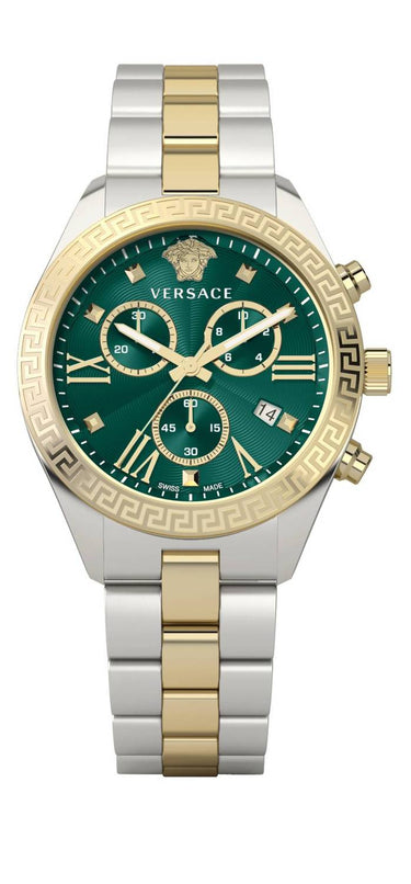 Versace Damen Armbanduhr 40 mm Armband Edelstahl LADY GRECA CHRONO